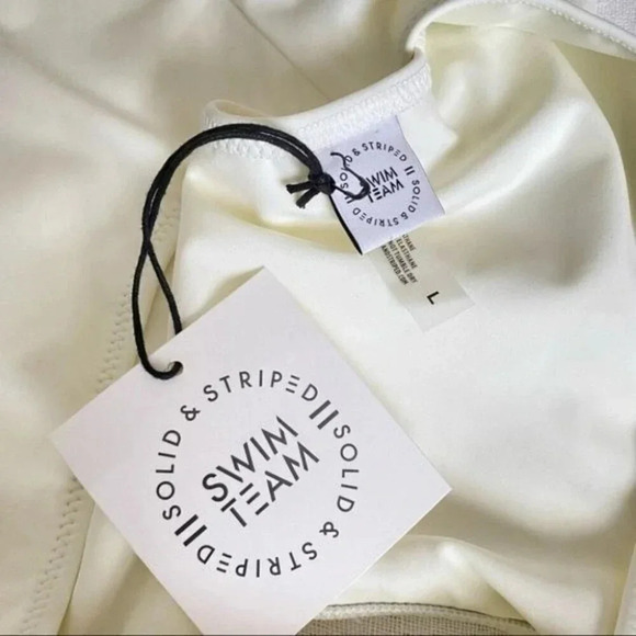 NWT SOLID&STRIPED THE NATASHA Cut Out One Piece Swimsuit Cream Size L - Picture 10 of 16